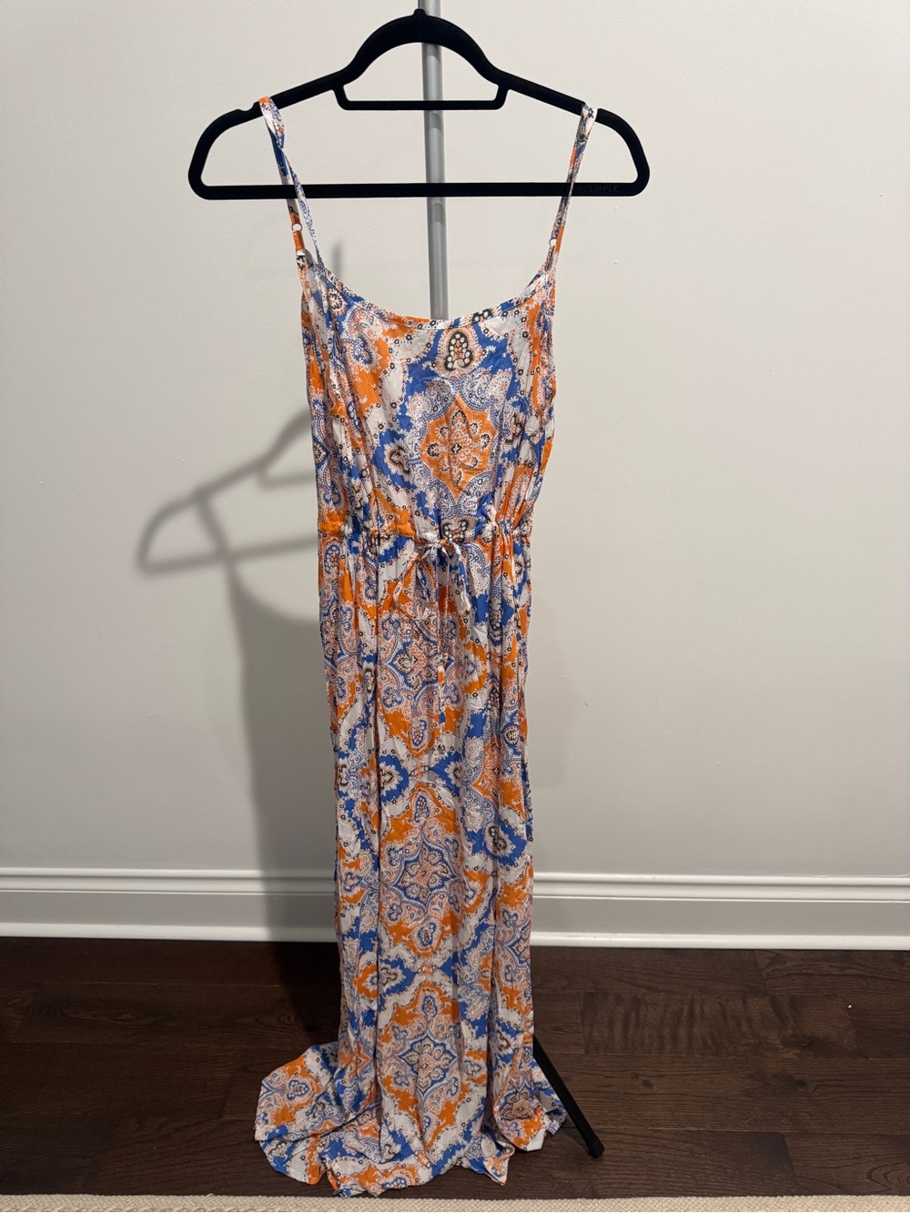 Tiare Hawaii Orange & Blue Paisley Maxi Dress